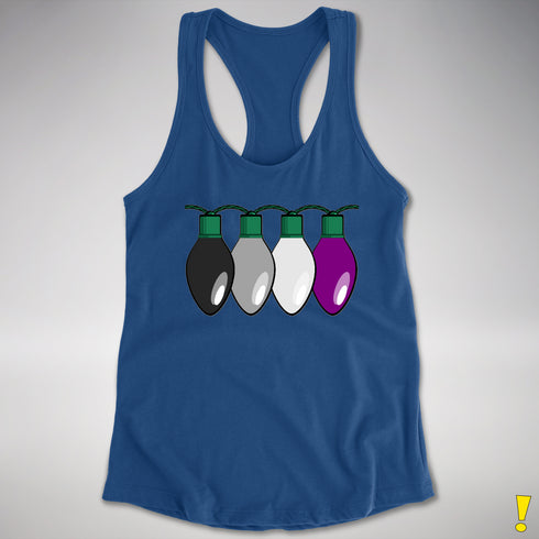 Asexual Pride Christmas Lights Racerback Tank - Royal